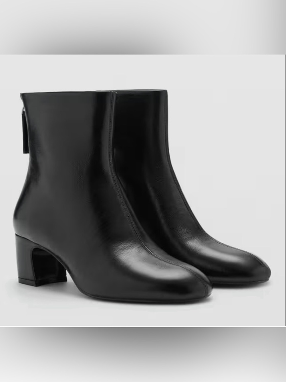NEW MANGO MNG BLACK CLAIRE LEATHER HEELED ANKLE BOOTS BOOTIE SZ 37 US 6.5